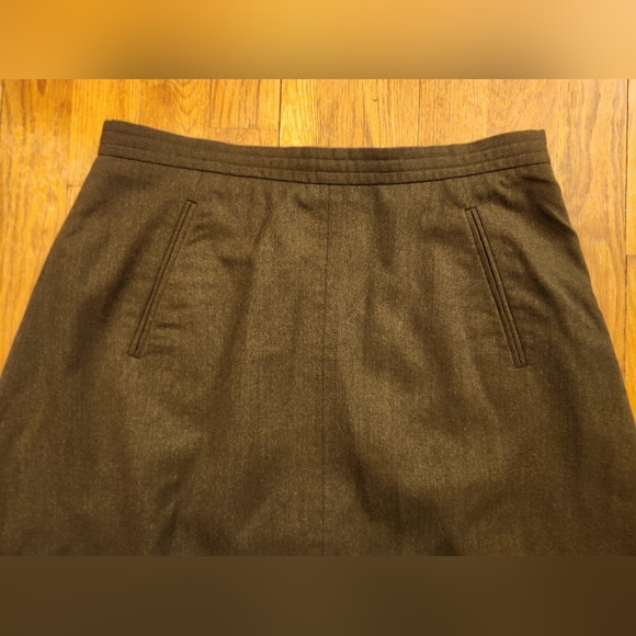 Talbots Petites Made In Italy Army Green Wool Skirt Fully Lined Size 6 Stretch - Picture 4 of 11